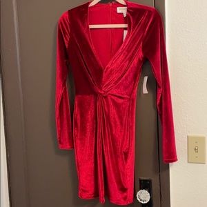 NWT red velvet minidress, size M